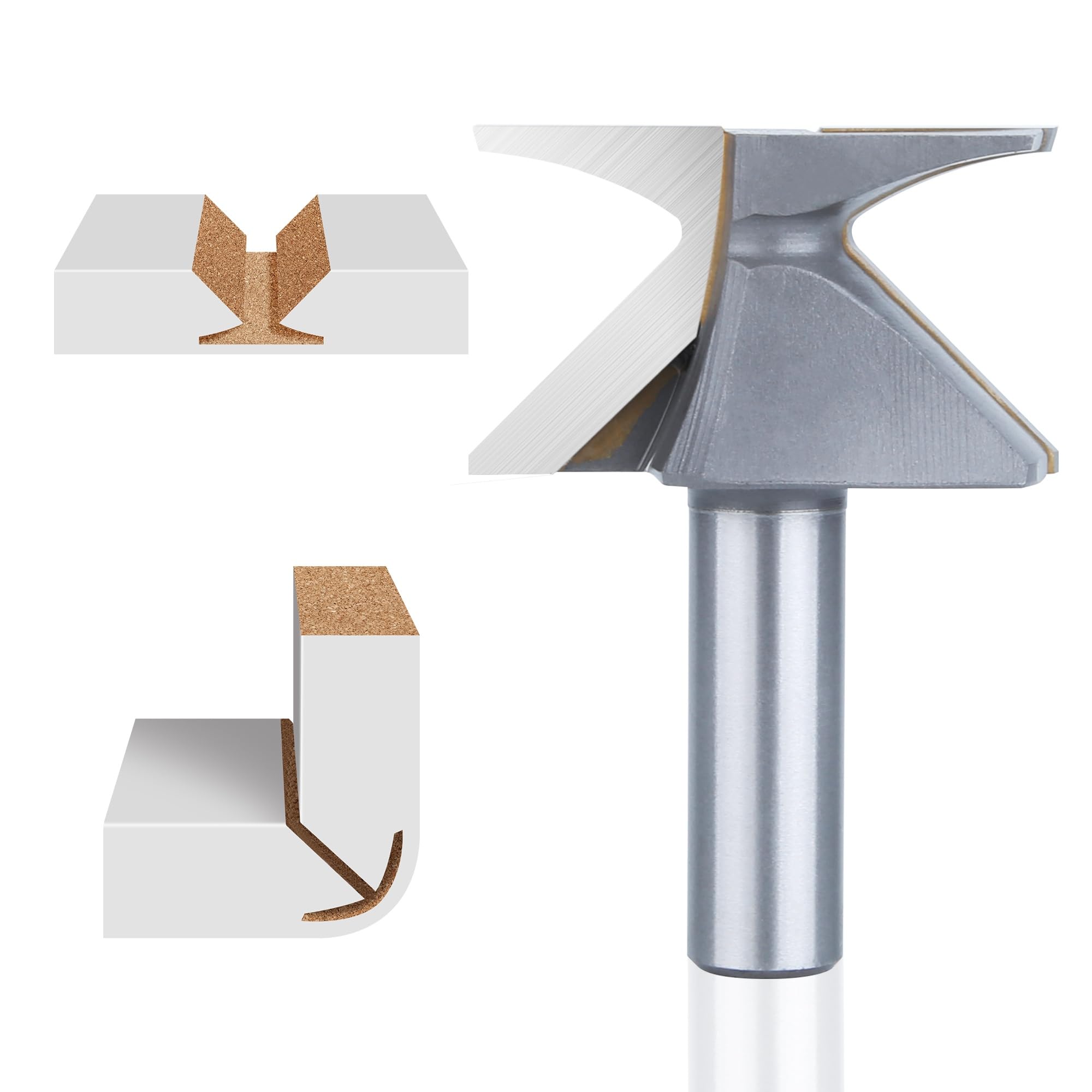 HUHAO 1/2" Shank R30 Seam Woodworking Router Bits,Woodworking Arc Bending Integrated Forming Knife Router Bit, Carbide Arc Bending Router Bit for Wood