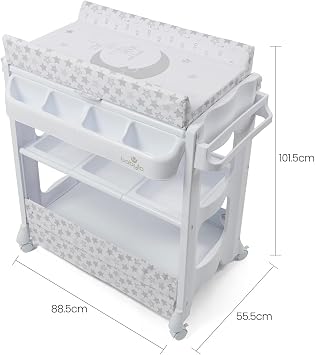 BABYLO Smart Changer with Bath Unit with Clever and Convenient Storage, Metric Moon and Stars