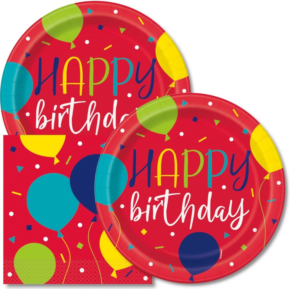 Happy Birthday Plates and Napkins 16 Colorful Confetti
