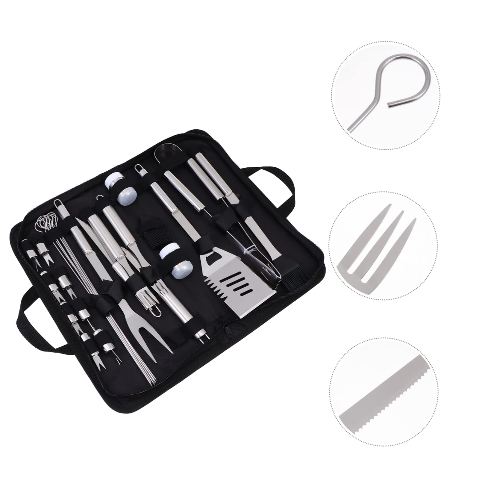 TOYANDONA Utensili Barbecue in Acciaio Resistente Per Esterni Portatili Borsa Organizer Per Grigliata e Picnic All Aperto Nero
