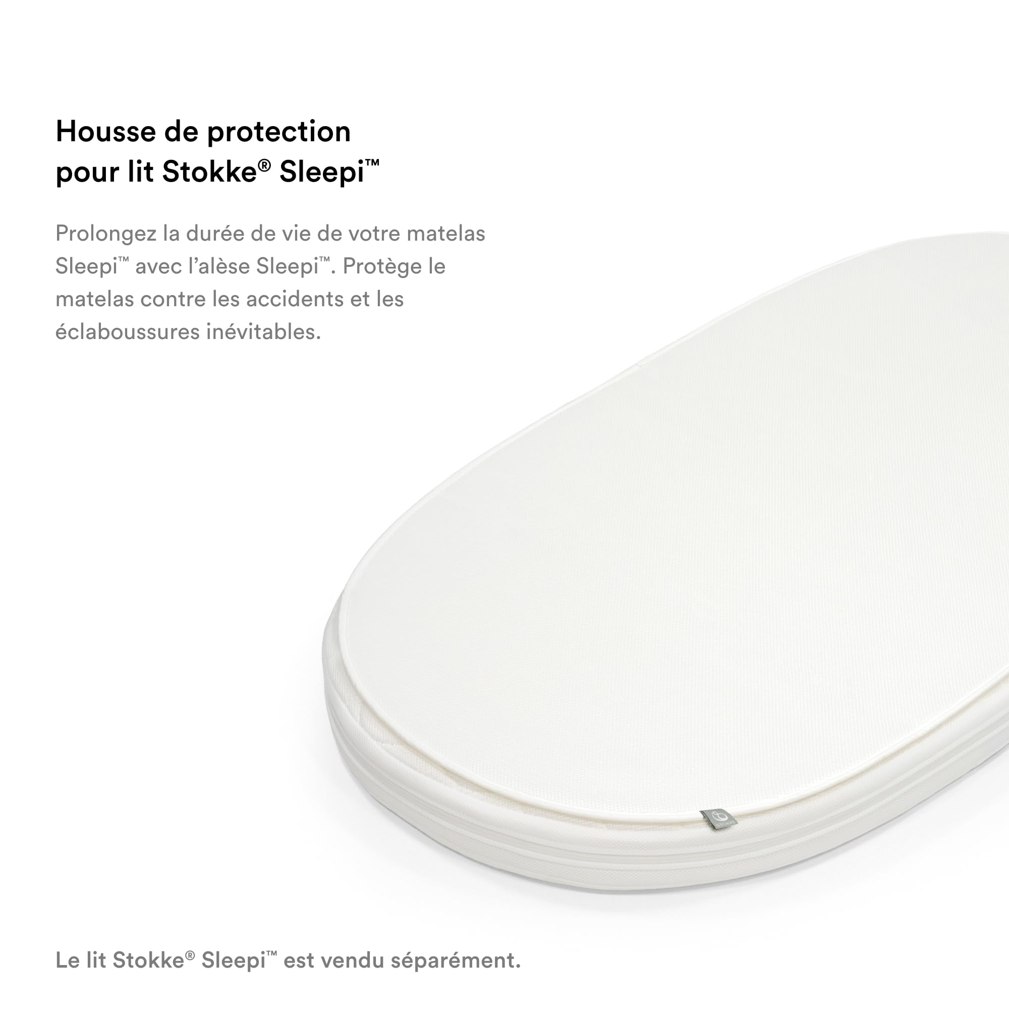 Stokke Sleepi Alèse V3, Blanc - Protège Le Matelas Contre Les Accidents et Les éclaboussures - Compatible avec Le Matelas Sleepi V3 - Extérieur en Maille 3D Respirante - Lavable en Machine
