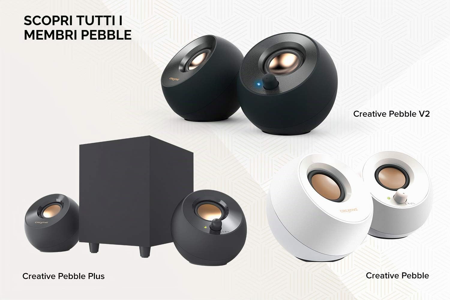 Creative - Pebble V2, Altoparlanti da scrivania con alimentazione USB-C 2.0, ingresso AUX da 3,5 mm, fino a 8 W di potenza RMS per computer, adattatore tipo A incluso e cavo esteso (nero)