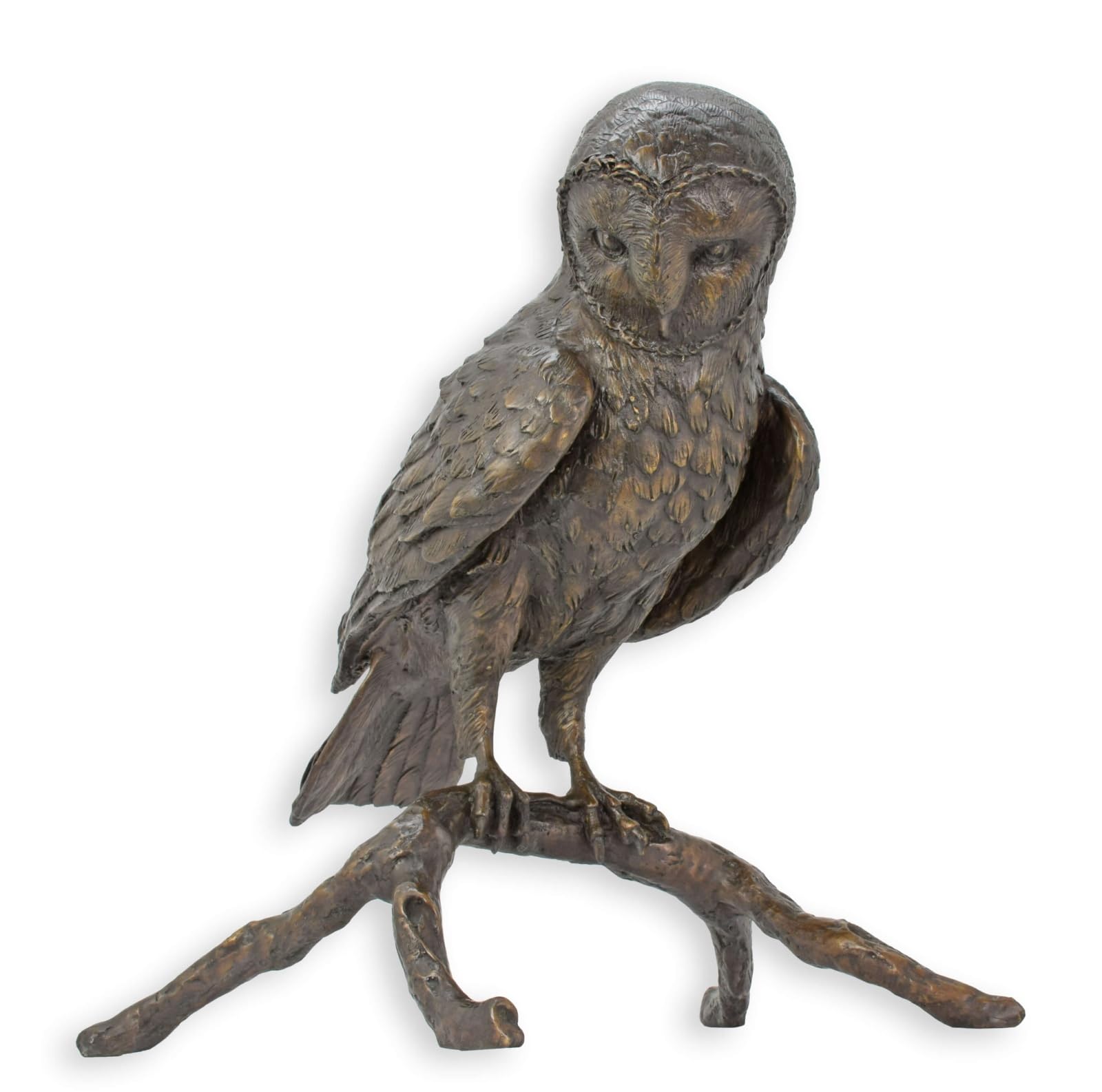 Bronze Sculpture Owl on Branch Replica Retro Design Decoration