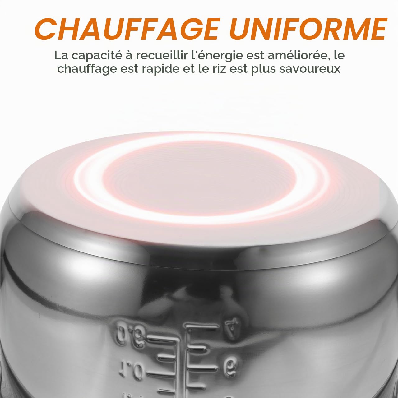 UPKOCH Cuiseur À Riz En Acier Inoxydable 304 Cuve Inox Cuiseur Riz 4 L Pot Intérieur De Rechange Pour Accessoires Chauffage Uniforme 26.80 X 26.80 X 12.50 Cm