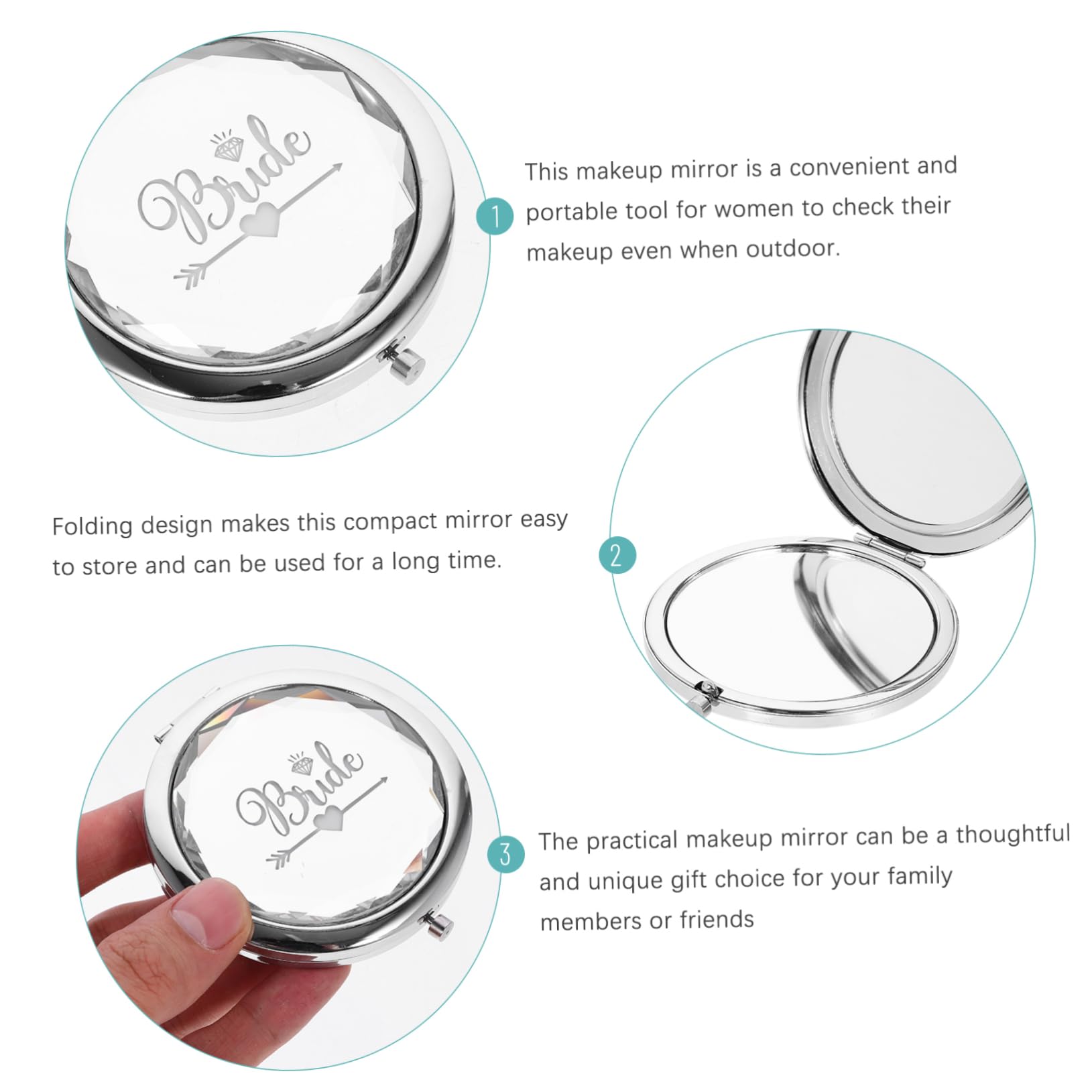TOPBATHY 5 Pezzi Unici Per La Sposa E La Damigella Donore Piccoli Specchietti Per Borsetta Mini Specchietti Compatti Da Viaggio
