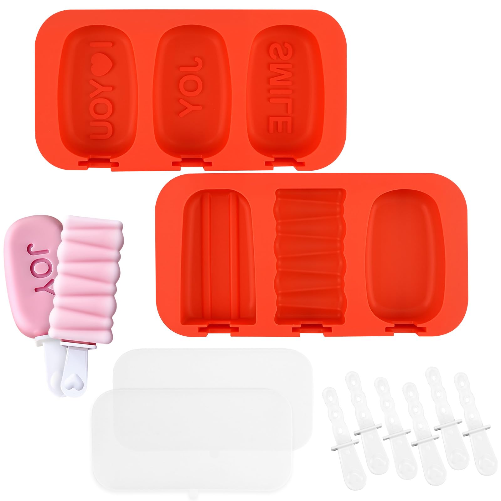 2 Pack Silicone Ice Lolly Moulds – BPA-Free, Easy Release, Stackable, Popsicle Moulds with Sticks & Lids