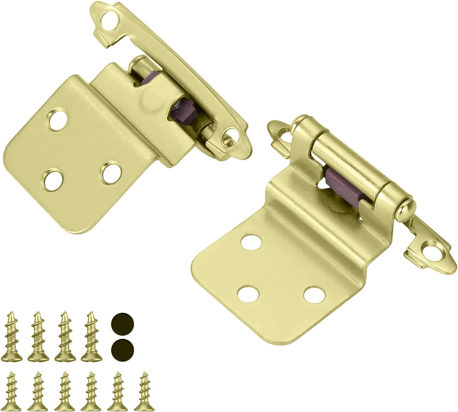 3/8'' homdiy 25 Pairs 50 Pack Brushed Brass Cupboard Hinges Self