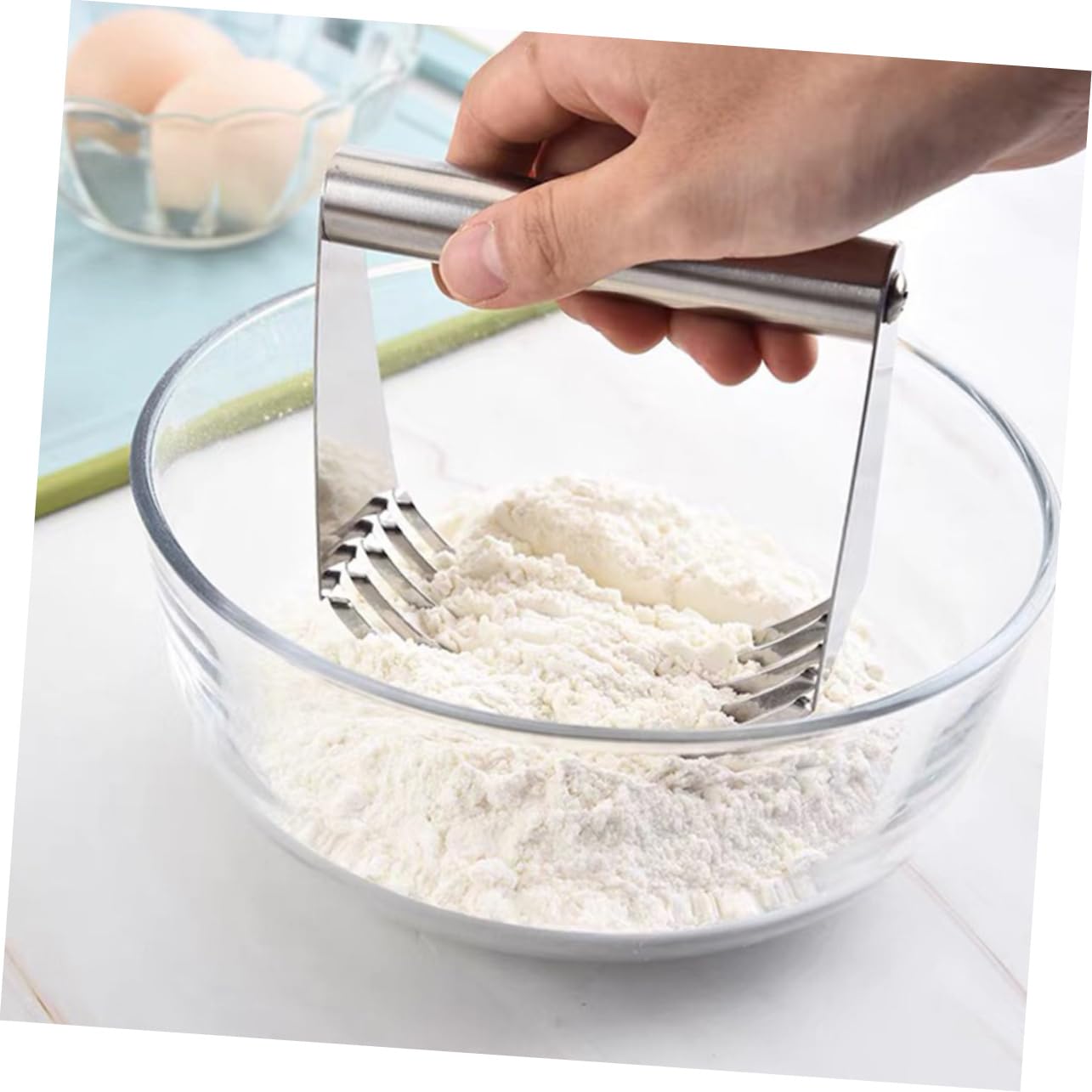 Cabilock Manual Powder Mixer Set Pastry Blender Tool for Dough Steel Dough Hook Flour Mixer for Baking