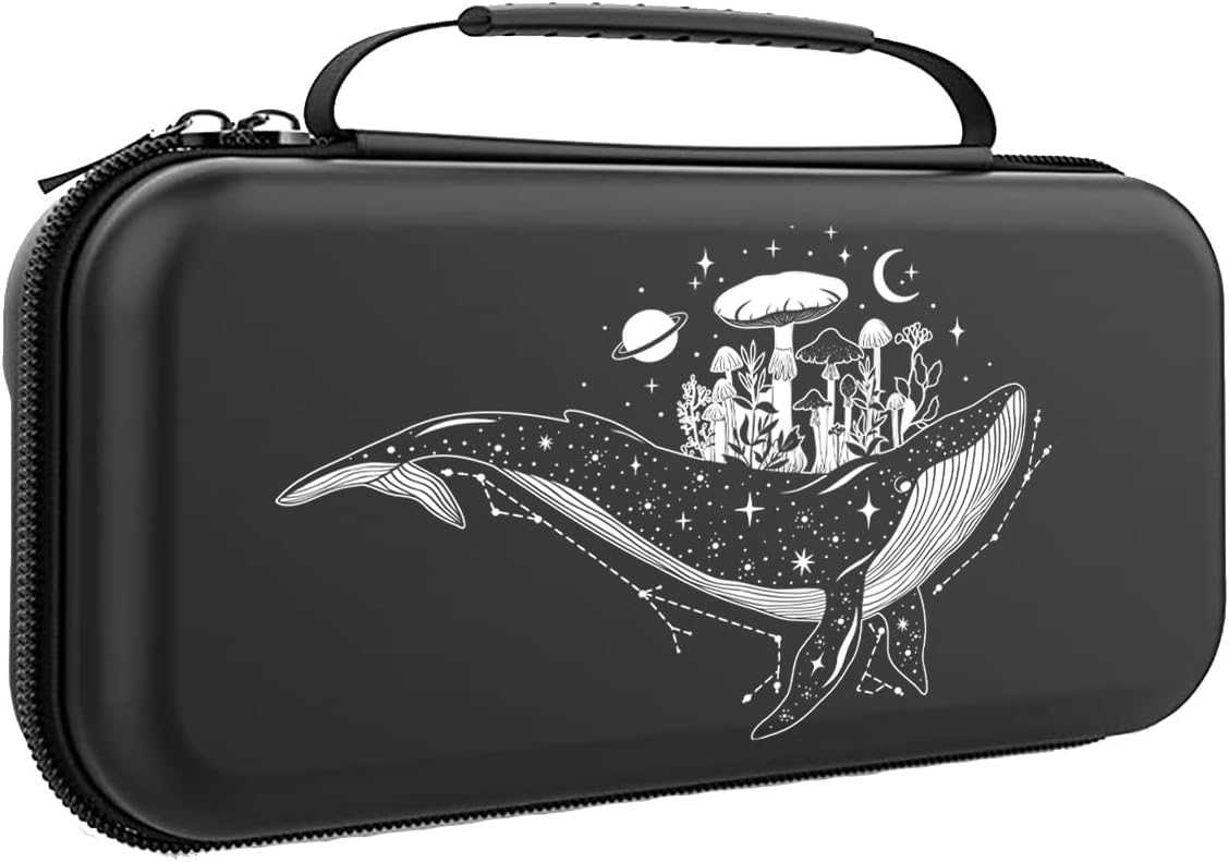 Whales Mystic Switch Case For Nintendo Switch OLED/Switch LITE/Switch Accessories, Mystical Cute Carry Protective Bag, Travel Game Console Cases, Controller Hard Shell Holder 20 Cartridge Slot J87