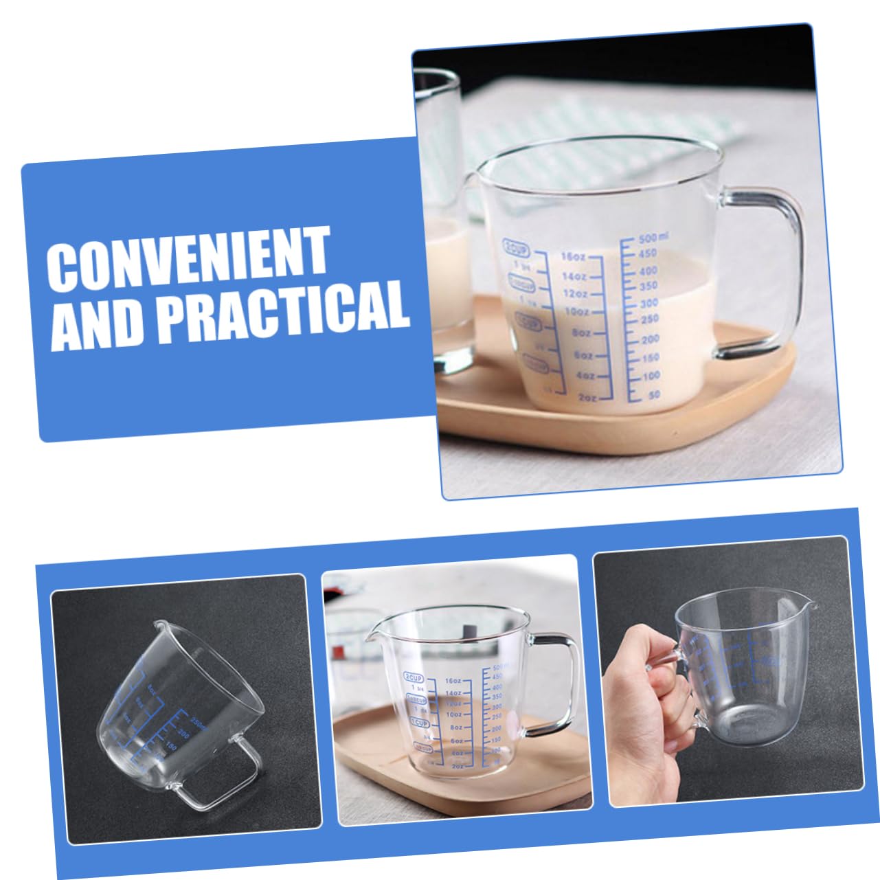 Tasses à Mesurer en Verre 3 Pièces 250ml et 500 Ml