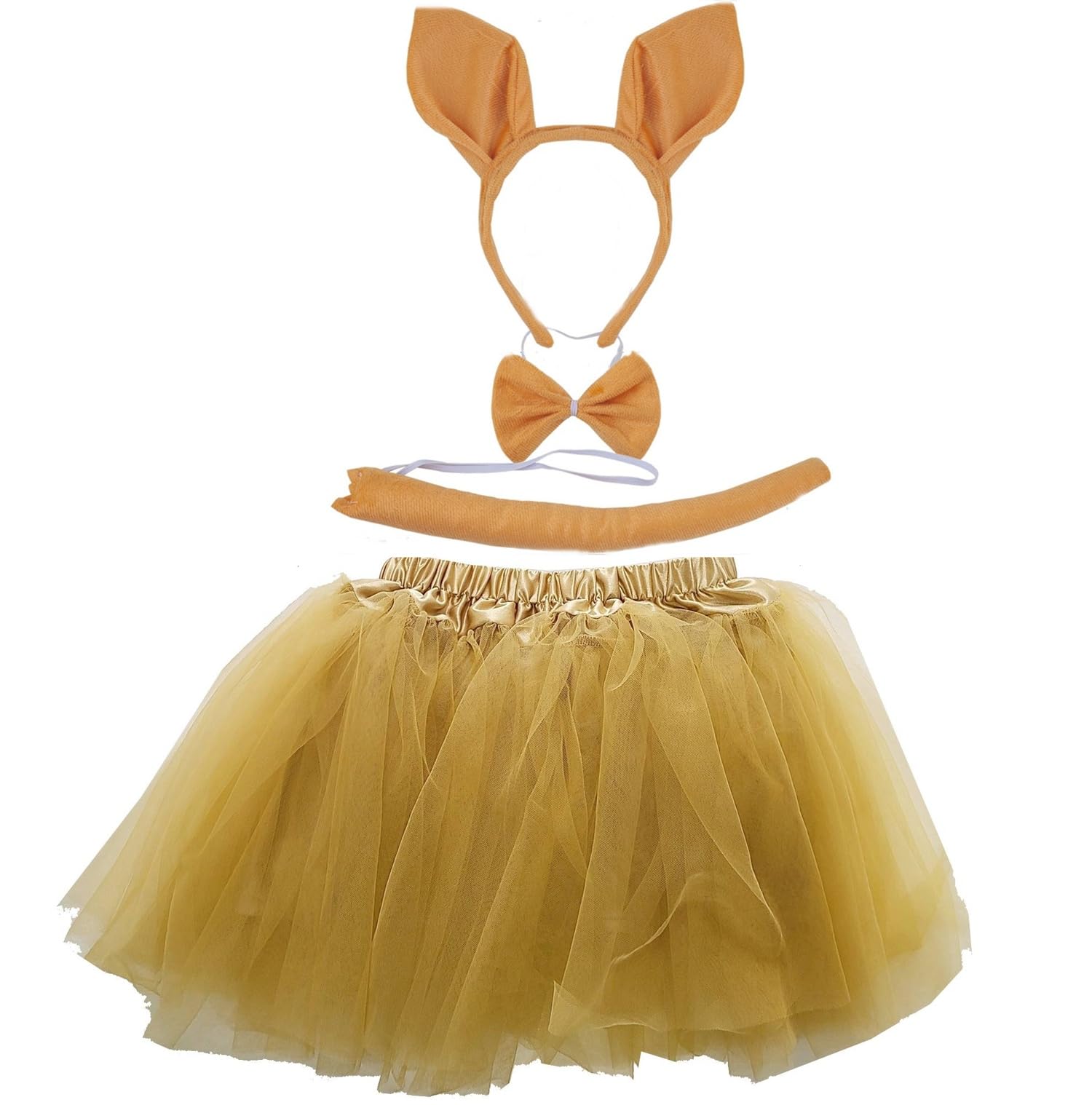 Kirei Sui Kids Animal Gold Kangaroo Ears Headband Bowtie Tail & Tutu Costume