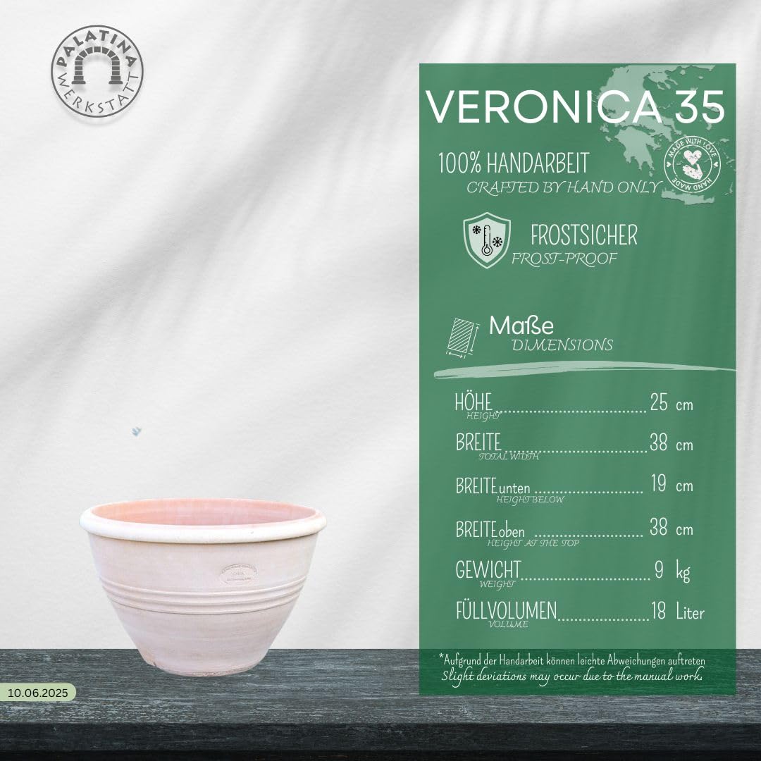 Palatina Werkstatt, Vernonica - Vaso per piante in terracotta resistente al gelo, in diverse misure, 35 cm