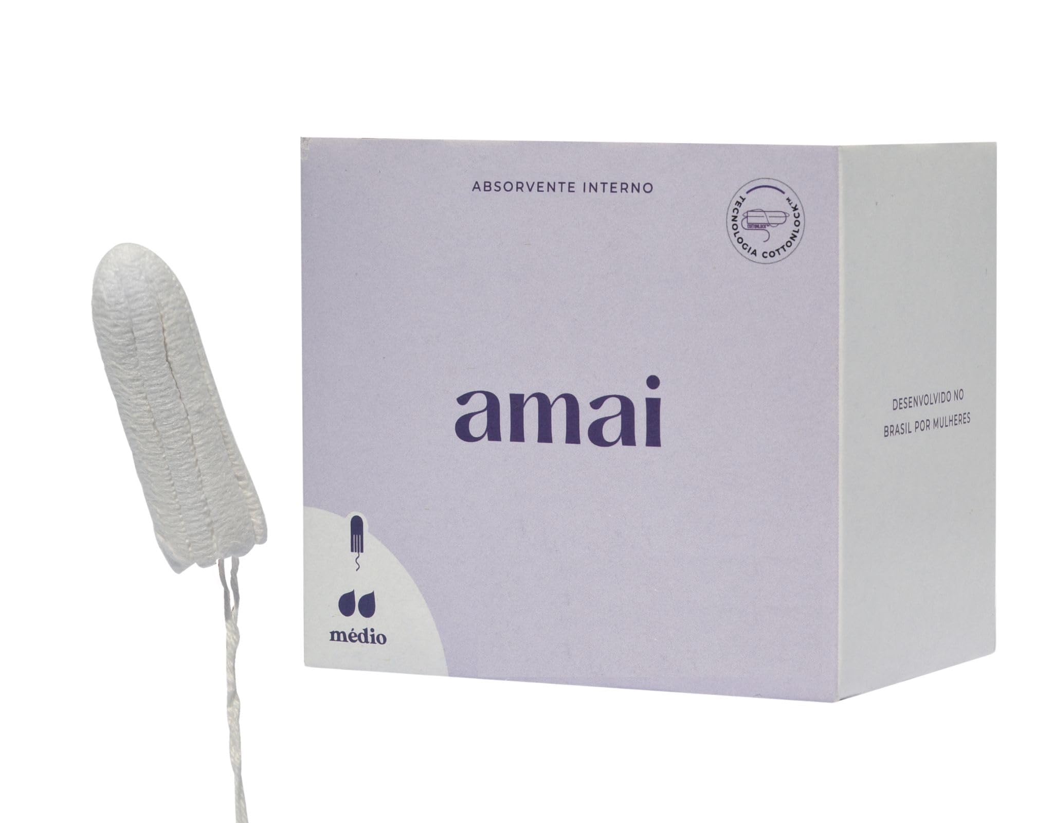 Absorvente Interno Amai - 100% Algodão - Fluxo Médio - 18 Unidades