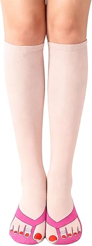 Benefeet Sox Calcetines altos hasta la rodilla para mujeres y niñas, calcetines lindos sobre la pantorrilla, calcetines con impresión 3D, calcetines