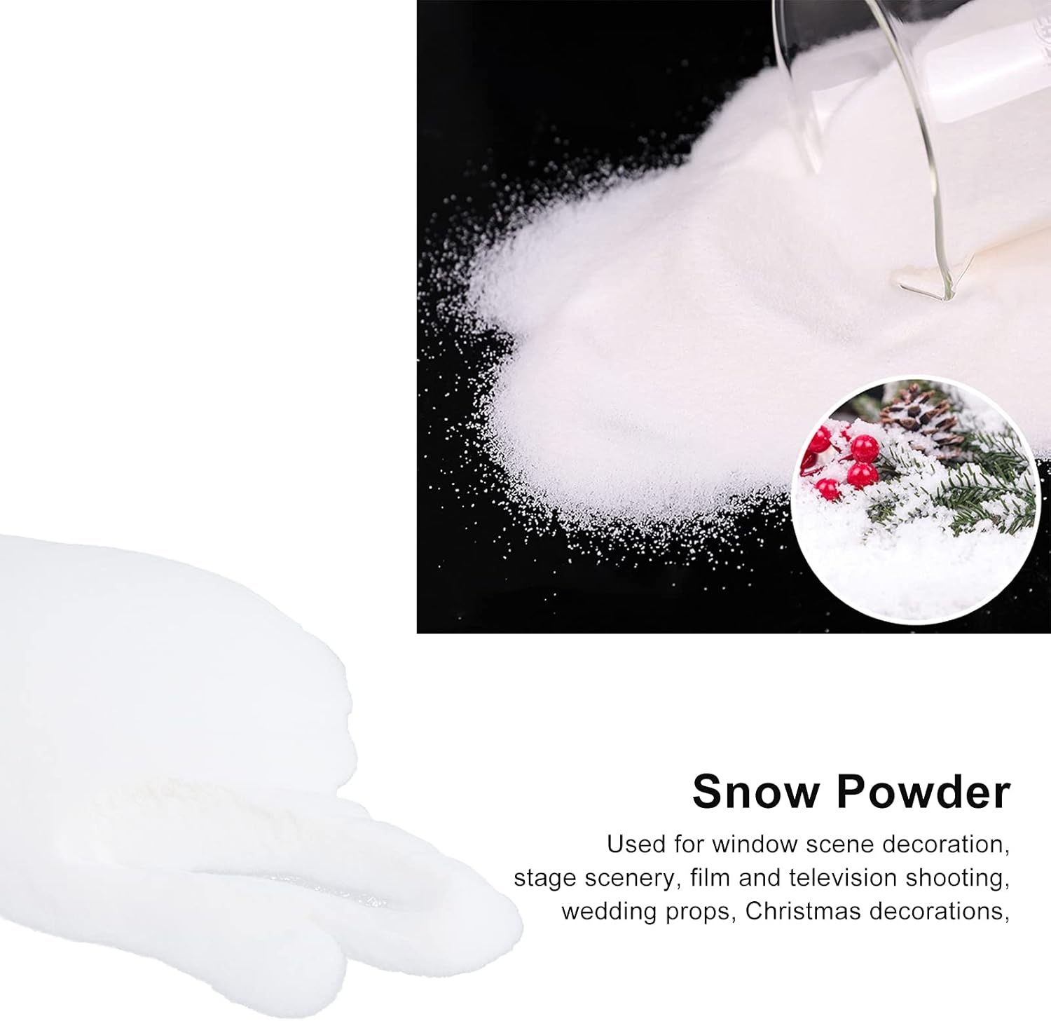 Snow Powder High Expansion, Fake Artificial Snow for Christmas Decoration, 500g Snow Christmas Decorations, Fake Artificial Snow for High Simulation Water Absorbent Resin (500g