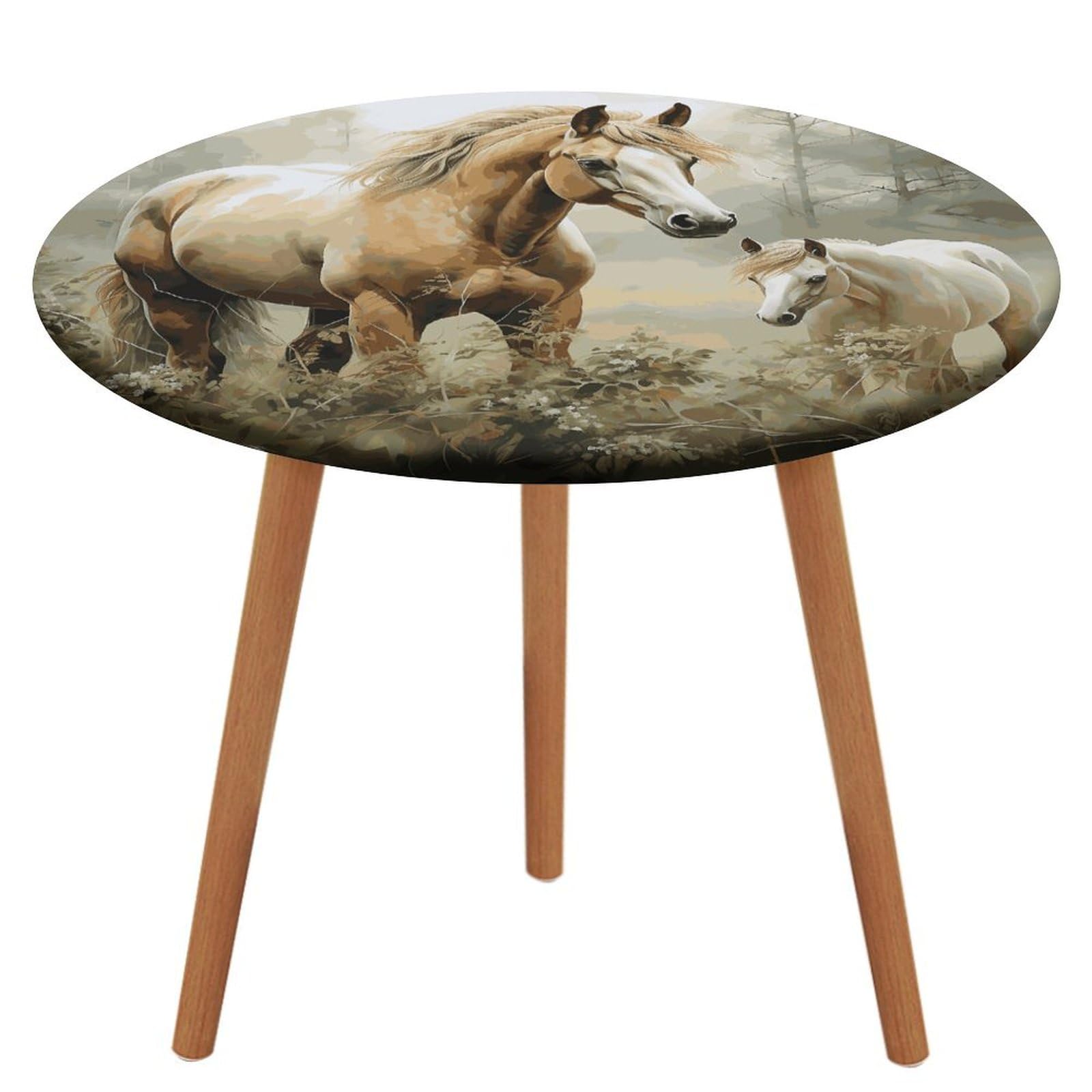 Nappe ronde ajustée élastique imperméable motif animaux pour table à manger