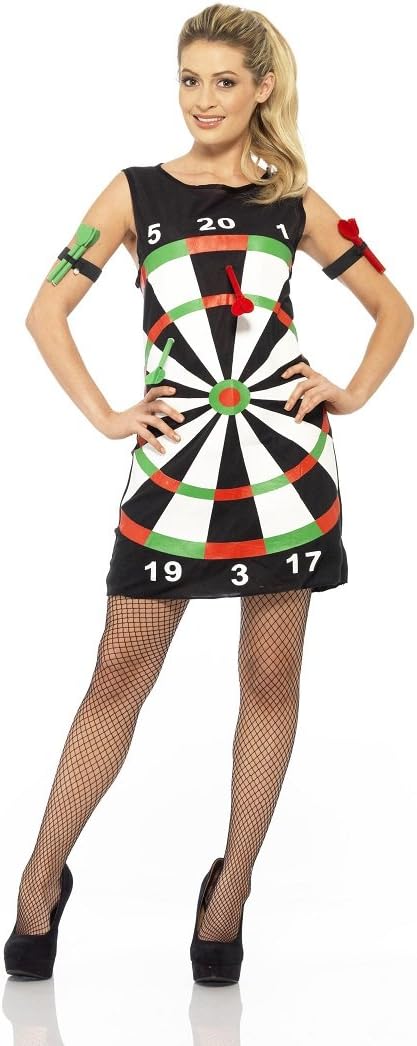 Smiffys Dartkostüm Damen Dartkleid Dart Pfeil Kleid 3-teilig The Power ...