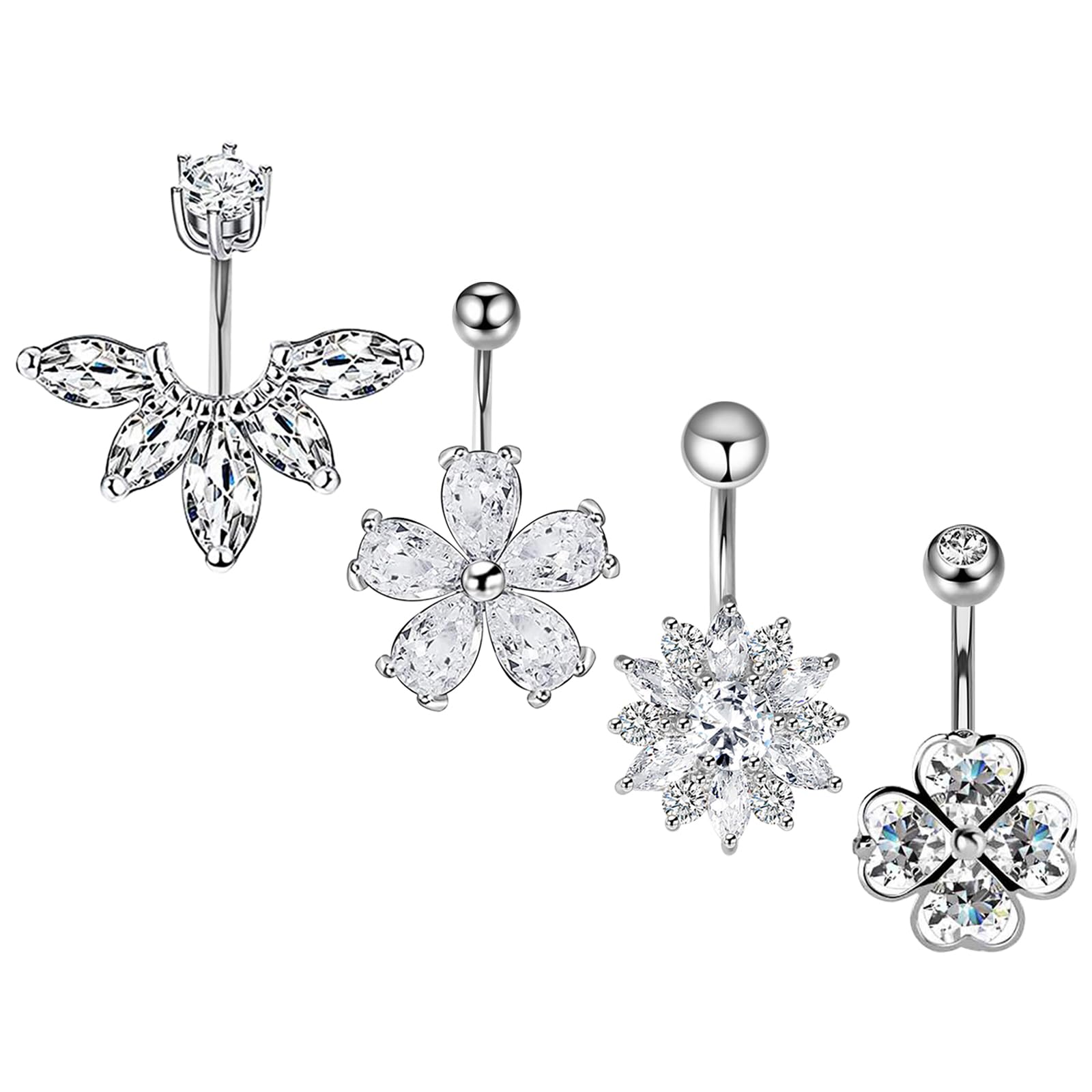 Amazon | へそピアス バナナバーベル 14G お花 ボディピアス: 可愛い