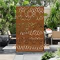 Metal Privacy Screen for Outdoor Freestanding Privacy Screens, 72" H x 44" W Patio Metal Fence Panels with Stand, Portable Brown Screens for Outside Deck Balcony Garden and Indoor