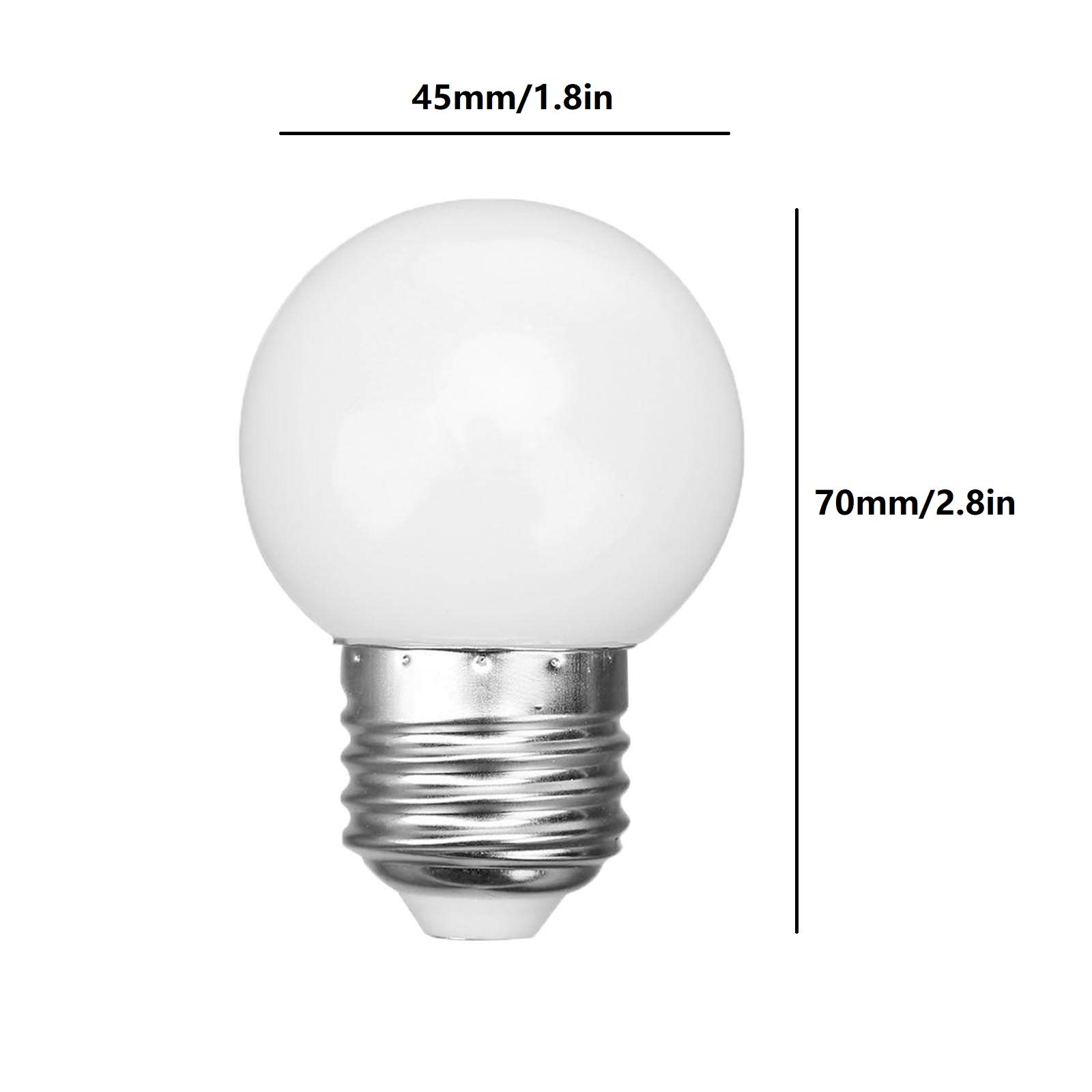 Lampadina LED G45 da 3 W, 30 Watt, luce bianca fredda, 6500 K, lampadina rotonda notturna, attacco E26/E27, per bagno, specchio, camera da letto, confezione da 6