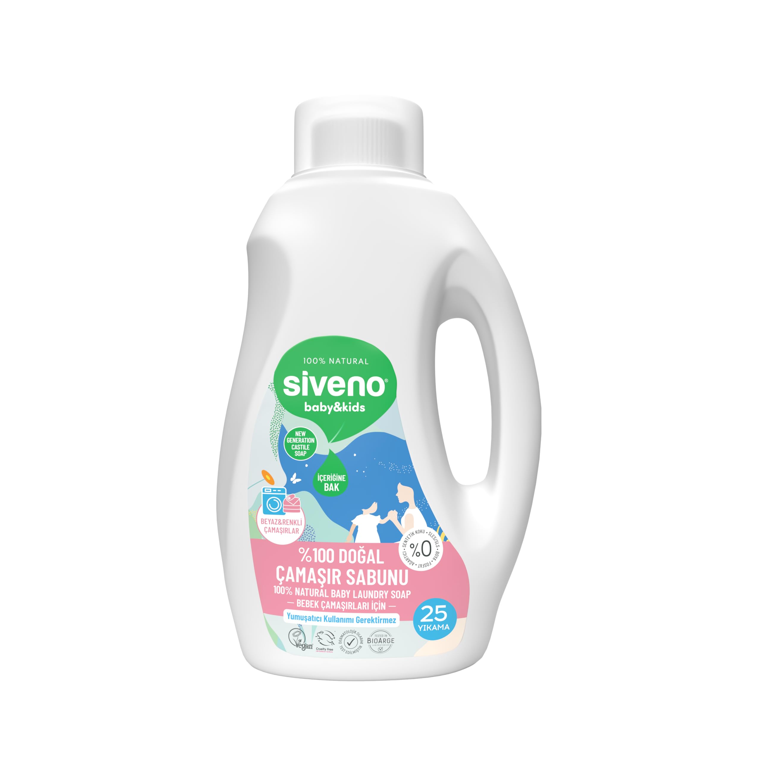 Siveno %100 Doğal Bebek Çamaşır Sabunu Kendinden Yumuşatıcılı Bitkisel Deterjan Konsantre Vegan 750 ml