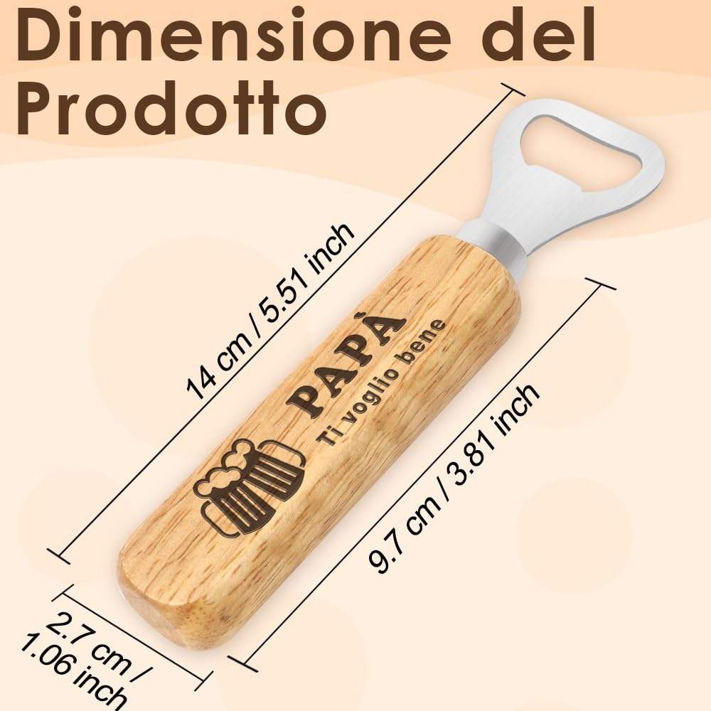 Apribottiglie In Legno Personalizzato Per Padrino - Regalo Festa Del Papà, Compleanno, Battesimo - Inciso 'Miglior Padrino' - Con Magnete Per Frigorifero