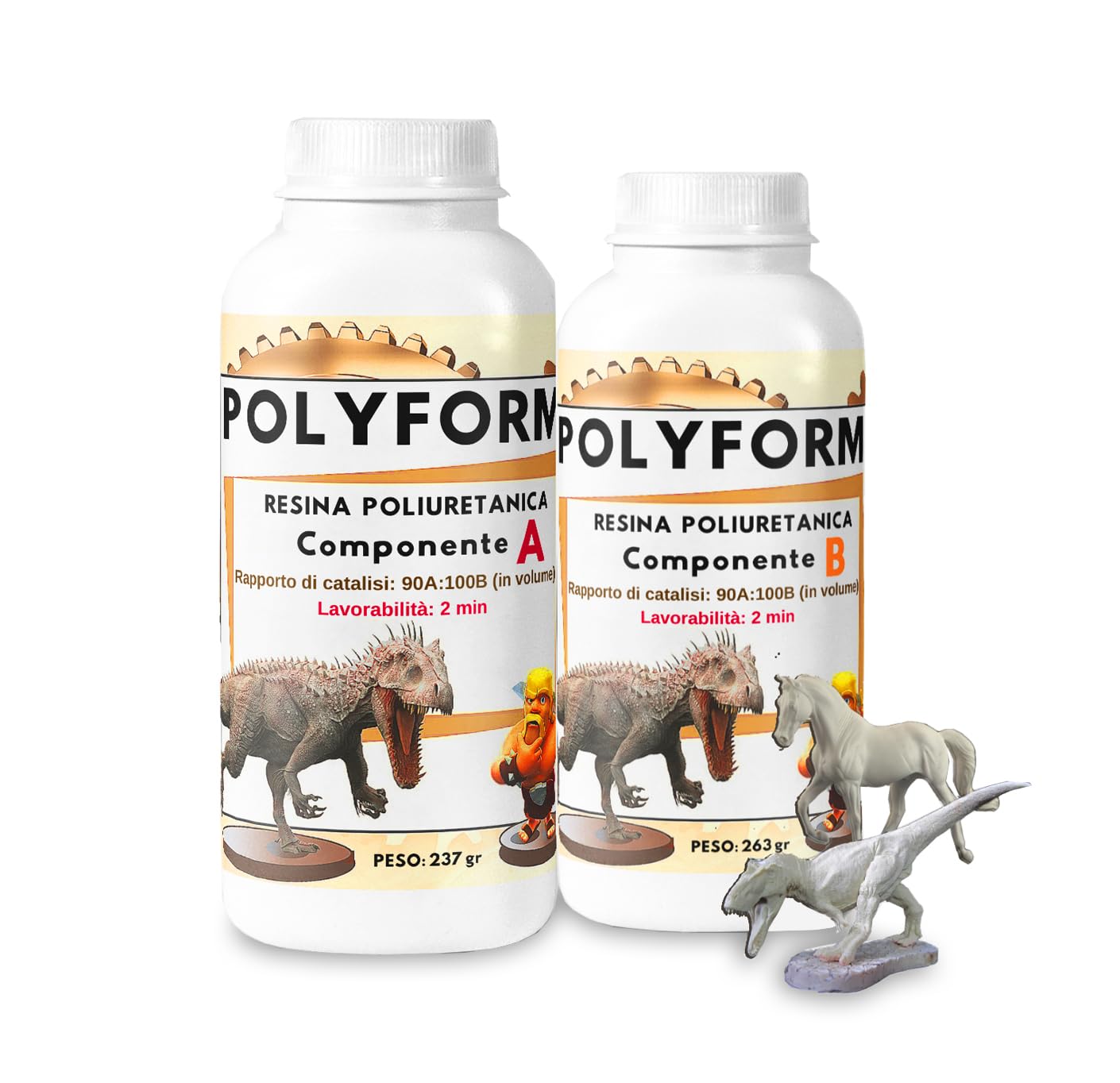 Resin Pro Polyform Résine de polyuréthane de coulée hautement fluide, Convient pour la fabrication de modèles, le bricolage et la bijouterie, Prototypage rapide, Beige - 500 g