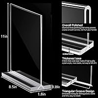 Vista 4 de Soporte para letreros acrílicos de 8.5 x 11 pulgadas, paquete de 2 soportes verticales de plástico transparente de doble cara, soporte de papel