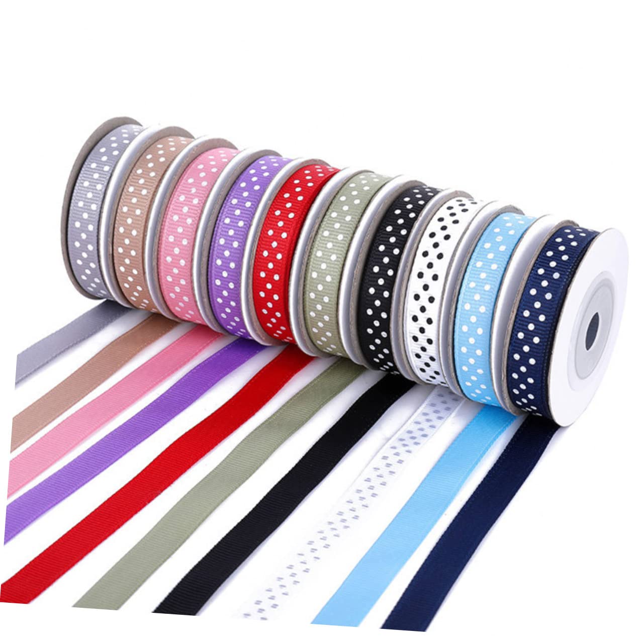 STOBOK 20rollos Cinta De Ribete Patrón De Puntos De Yardas Ribbons De Embalaje Para Manualidades y Decoraciones Festivas Mezcla De