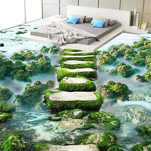 Benutzerdefinierte Fotoboden 3D Moderne Kunst Flusssteine ​​Badezimmer-Boden-Wandbild-3D Pvc-Tapete Selbstklebende Boden-Tapete-3D,400X280Cm Benutzerdefinierte 3D Tapete 3D Boden Badezimmer Selbstkl Cover