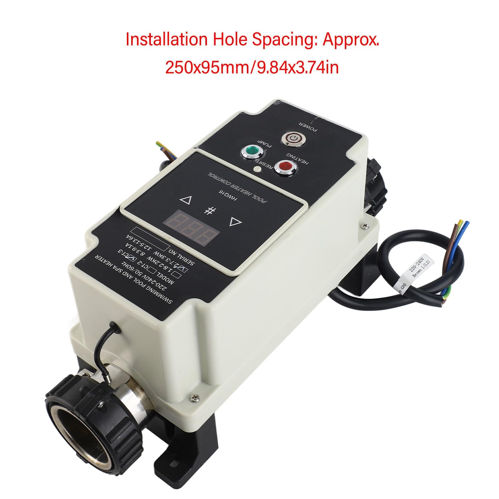 Calentador de Agua Eléctrico para Piscina, Termostato Potente para Bañera de Hidromasaje, SPA, 220-240V, Acero Inoxidable, 3,3 KW, Fácil Instalación para Bañera de Masaje