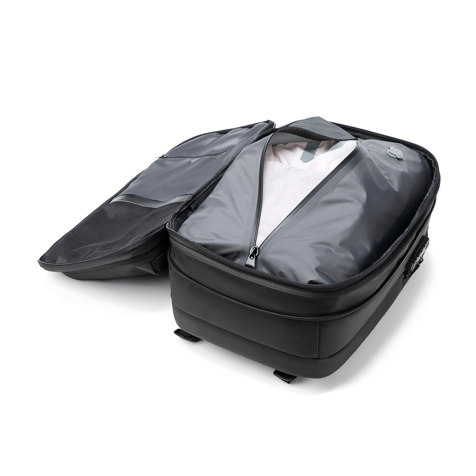 Jectse Zaino a Compressione con Chiusura Sottovuoto Zaino da Viaggio Espandibile Antipioggia per Affari da 25 a 60 Litri, Scomparto per Laptop per Viaggiatori D'affari (BLACK)