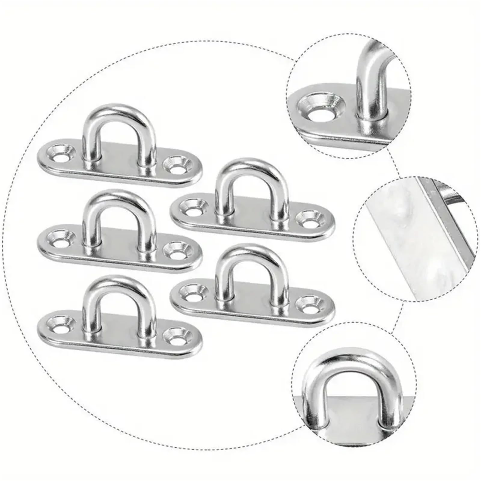 Wieszaki z haczykami do hamaków, Płytka oczkowa ze stali nierdzewnej Klamra w kształcie litery U Trapez morski 1/4/10 szt(M8,4PCS)