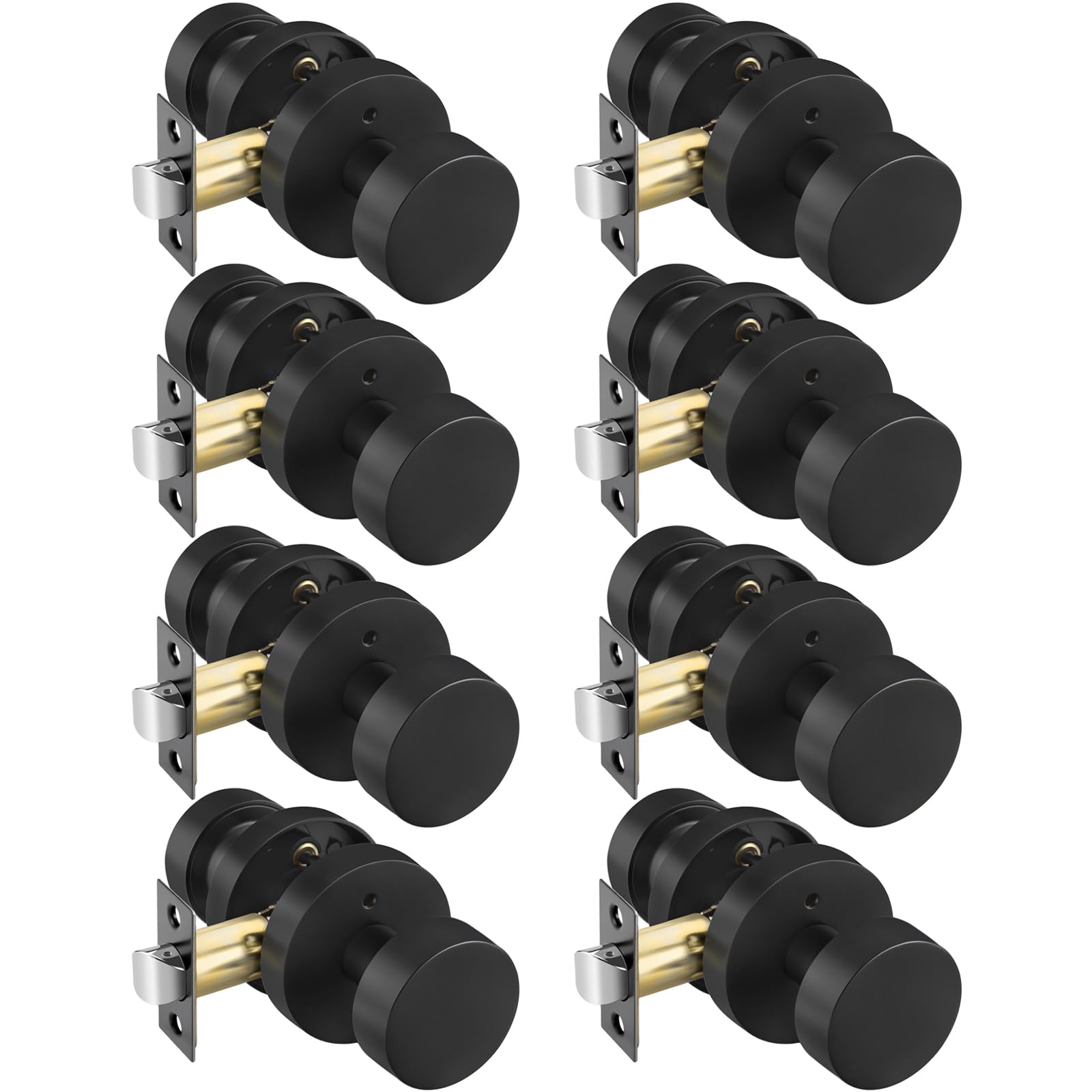 Goldenwarm Black Door Knobs Interior Privacy, Zinc Alloy Keyless Matte Black Door Knobs for Bedroom Bathroom, Heavy Duty Interior Door Knob - Adjustable &amp; Reversible (8 Pack)