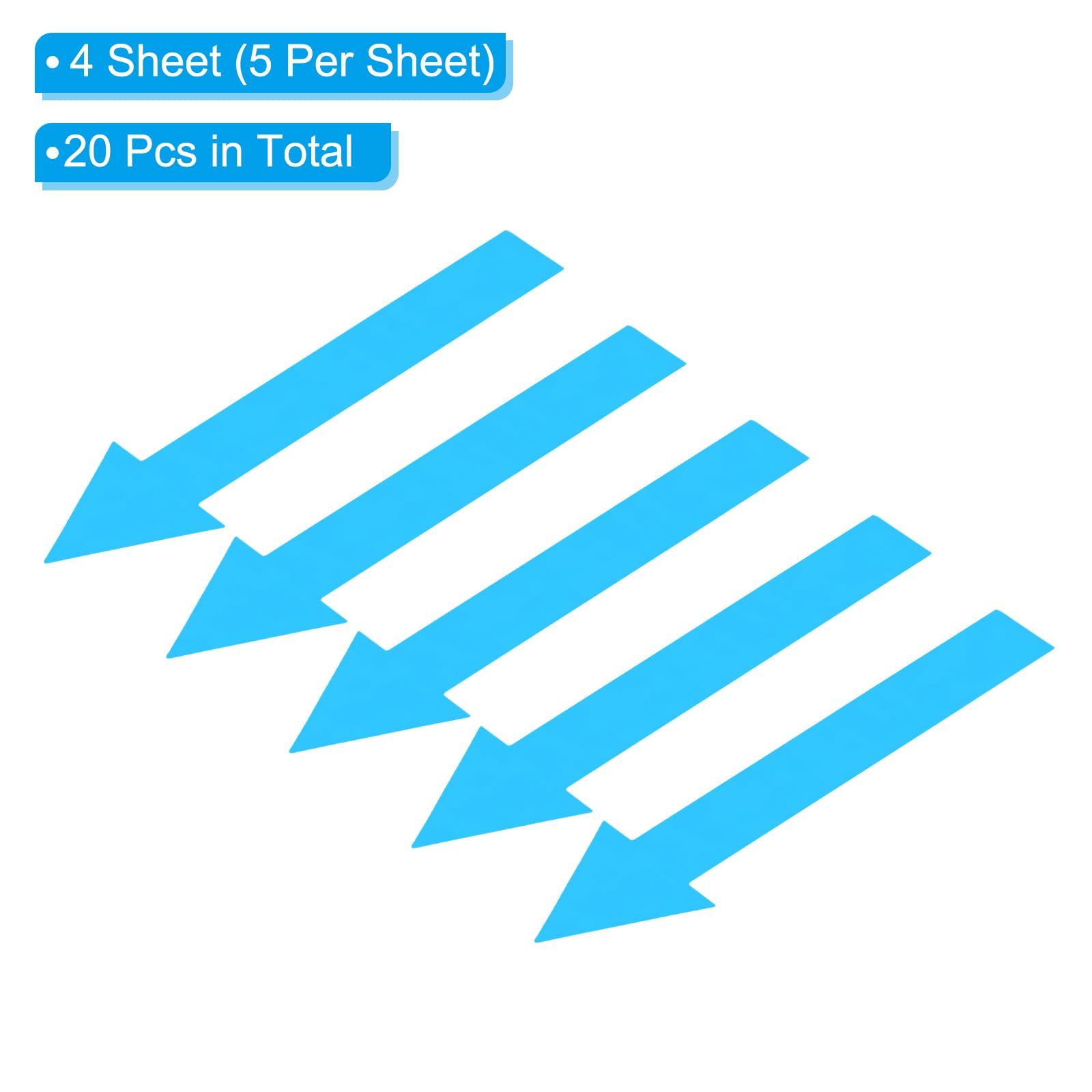 PATIKIL 4 Hojas Pegatina de Flecha, 12x3cm（L*A) Flecha Adhesiva Etiqueta PVC Codificación Cartel Calcomanía Multiuso Señalización Direccional para Suelo Pared Dirección Caja, Azul