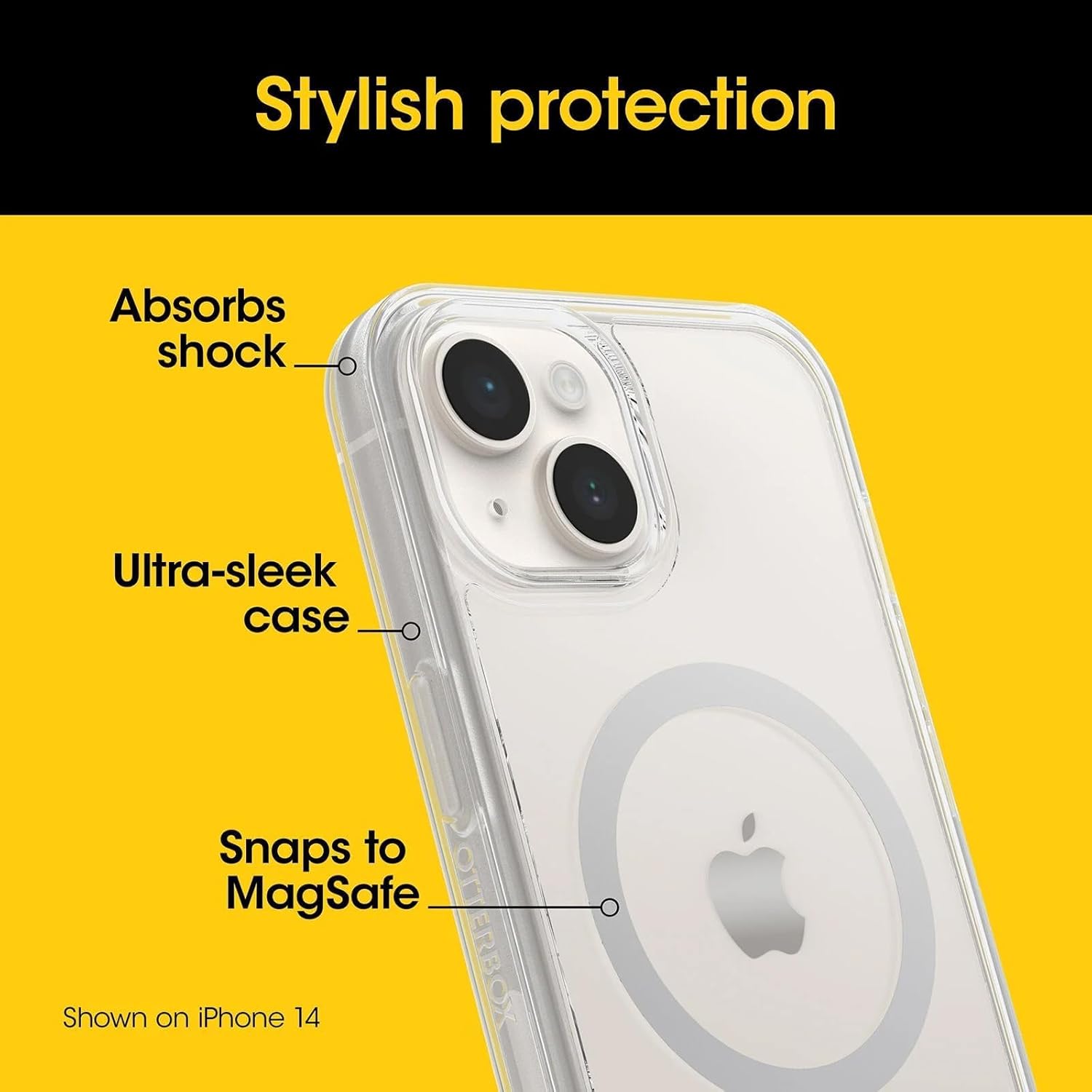 OtterBox iPhone 15 Pro (ONLY) Symmetry Series+ Case - Clear/Orange, Snaps to MagSafe, Ultra-Sleek, Raised Edges Protect Camera & Screen - Non-Retail Packaging - Image 3