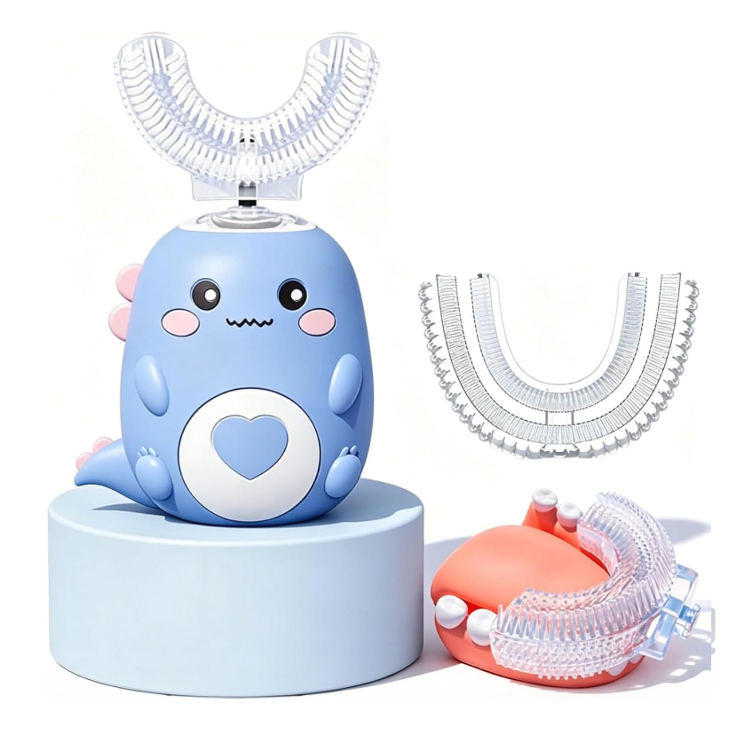 DinoBrush Spazzolino Elettrico Per Bambini, Dinobrush Piccolo&Co (6-12 Anni,Blu)