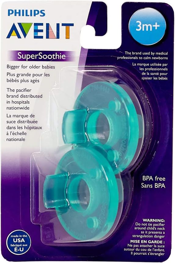 Super Soothie Pacifier, Green, 3+ months, 2 Pack, SCF192/05