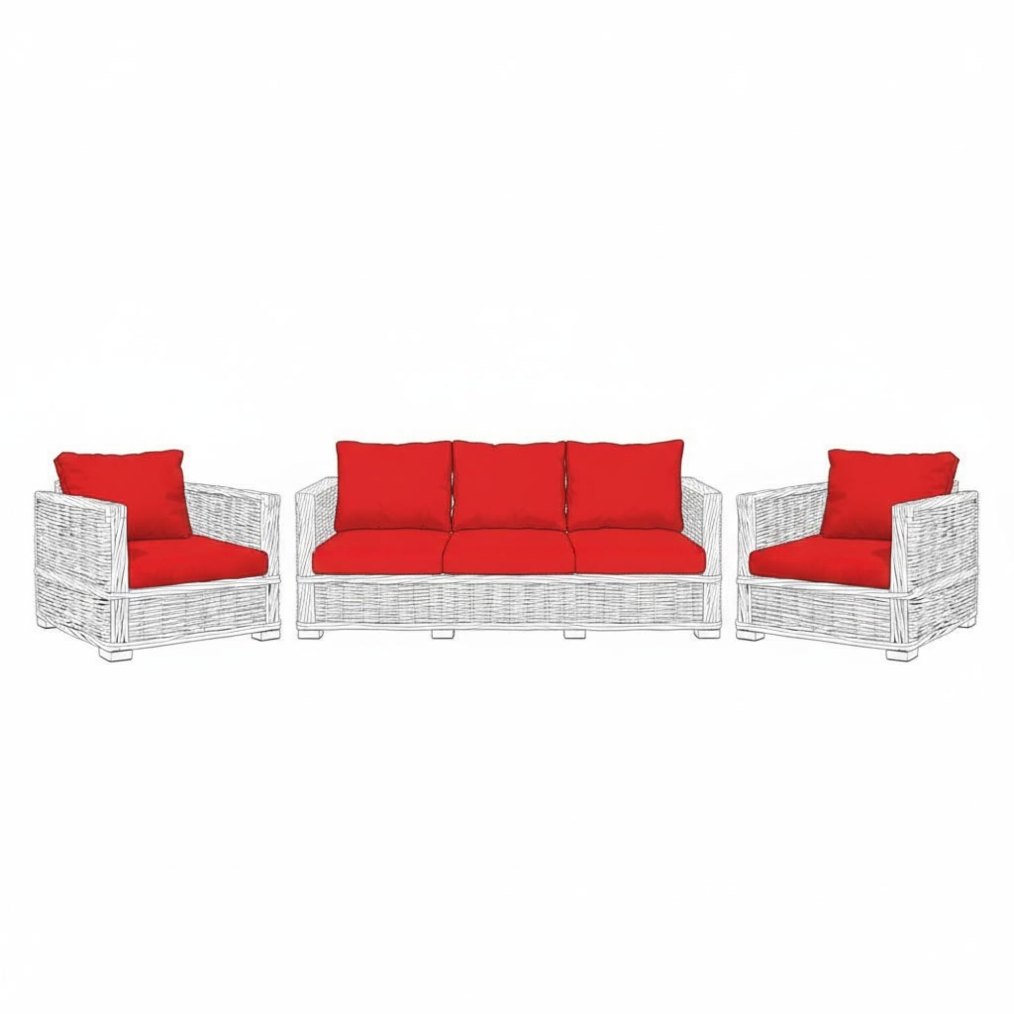 Kosiproducts Replacement Rattan Cushion Seat Cushions Garden Patio Furniture [Red, 5 Seats + 5 Cushions] - Furntiure Not Included