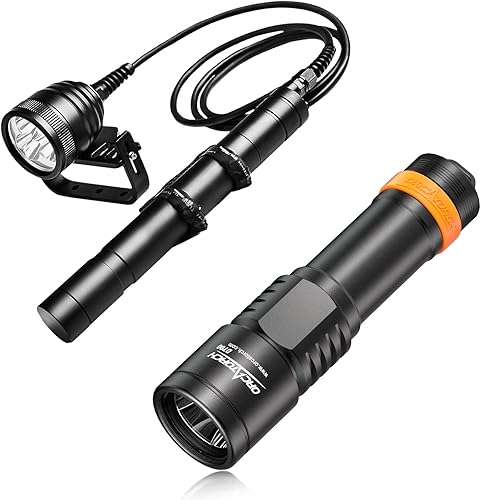 Odepro WD70 - Luz de buceo primaria de 3000 lúmenes y ORCATORCH D700 1700 lúmenes