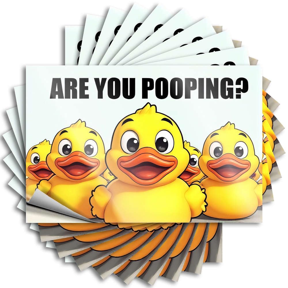 Restroom Accessories, Tattoos Funny Window Quote Stickers, Cozy No Residue Decals for Luggage | Spring Party Favor Custom Five Yellow Ducks Asking If You're Pooping(12X18CM)