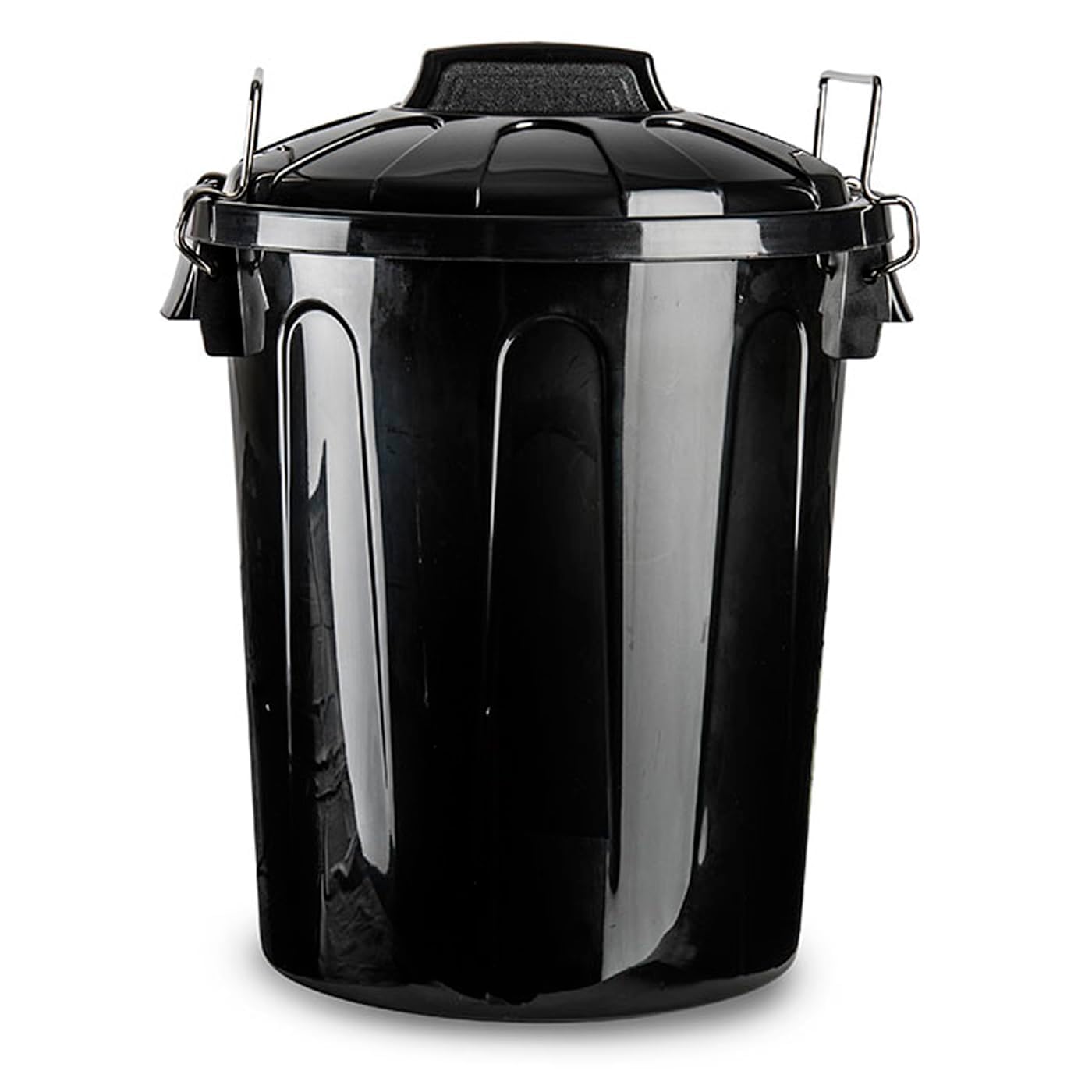 AC - Cubo de Basura con asa metálica 100 L - Cubo basura para exterior e interior - Cubo de almacenaje - Fabricado en plástico - Ideal para el hogar, trabajo, hostelería, etc - Color Negro