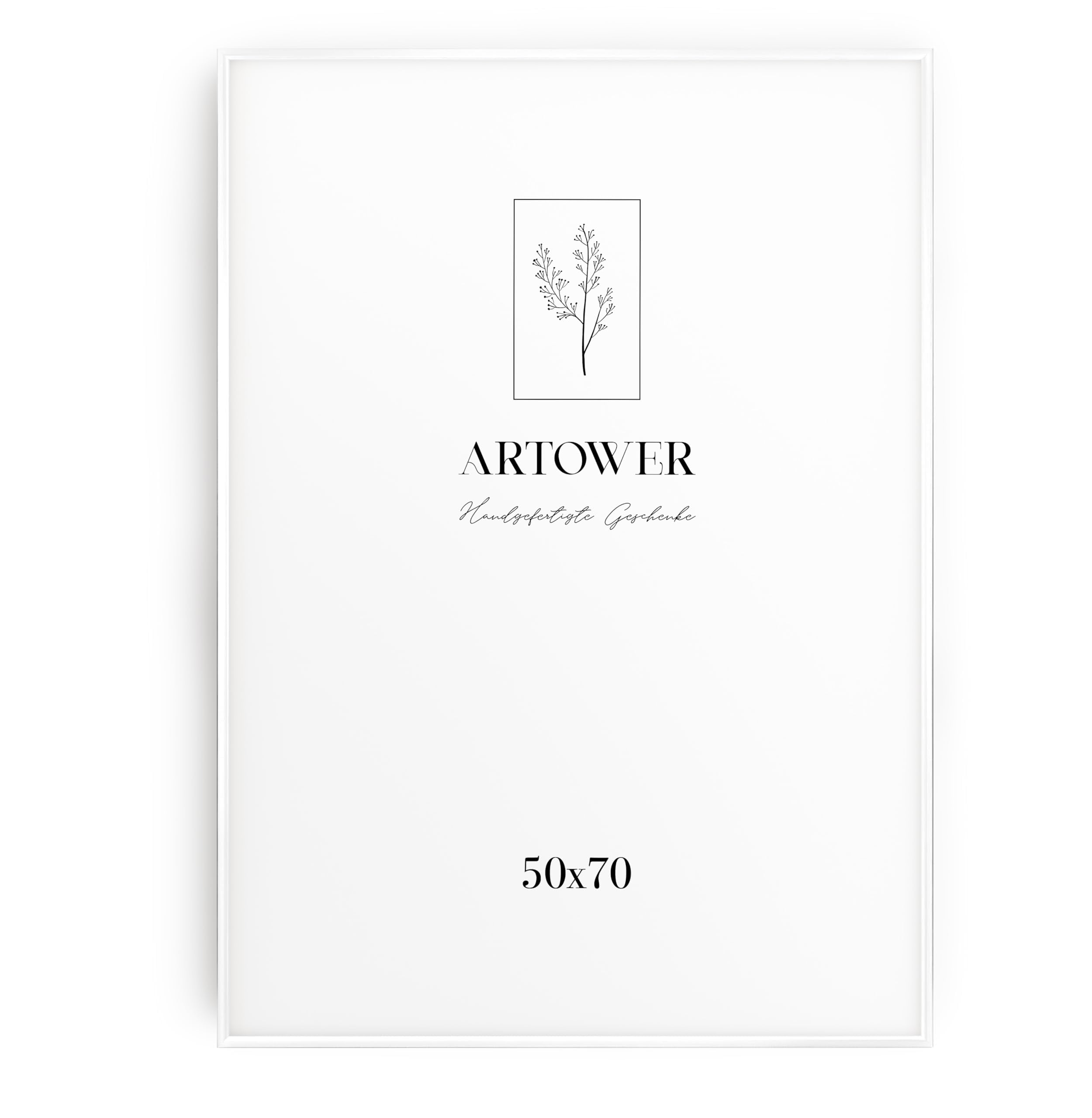 Artower® Bilderrahmen Weiß Metall Dünner Rahmen für 50 x 70 cm | Posterrahmen Groß Collage | Picture Frame Metal 50x70 cm | Aluminium Schmal Bilderrahmen | White Poster Rahmen