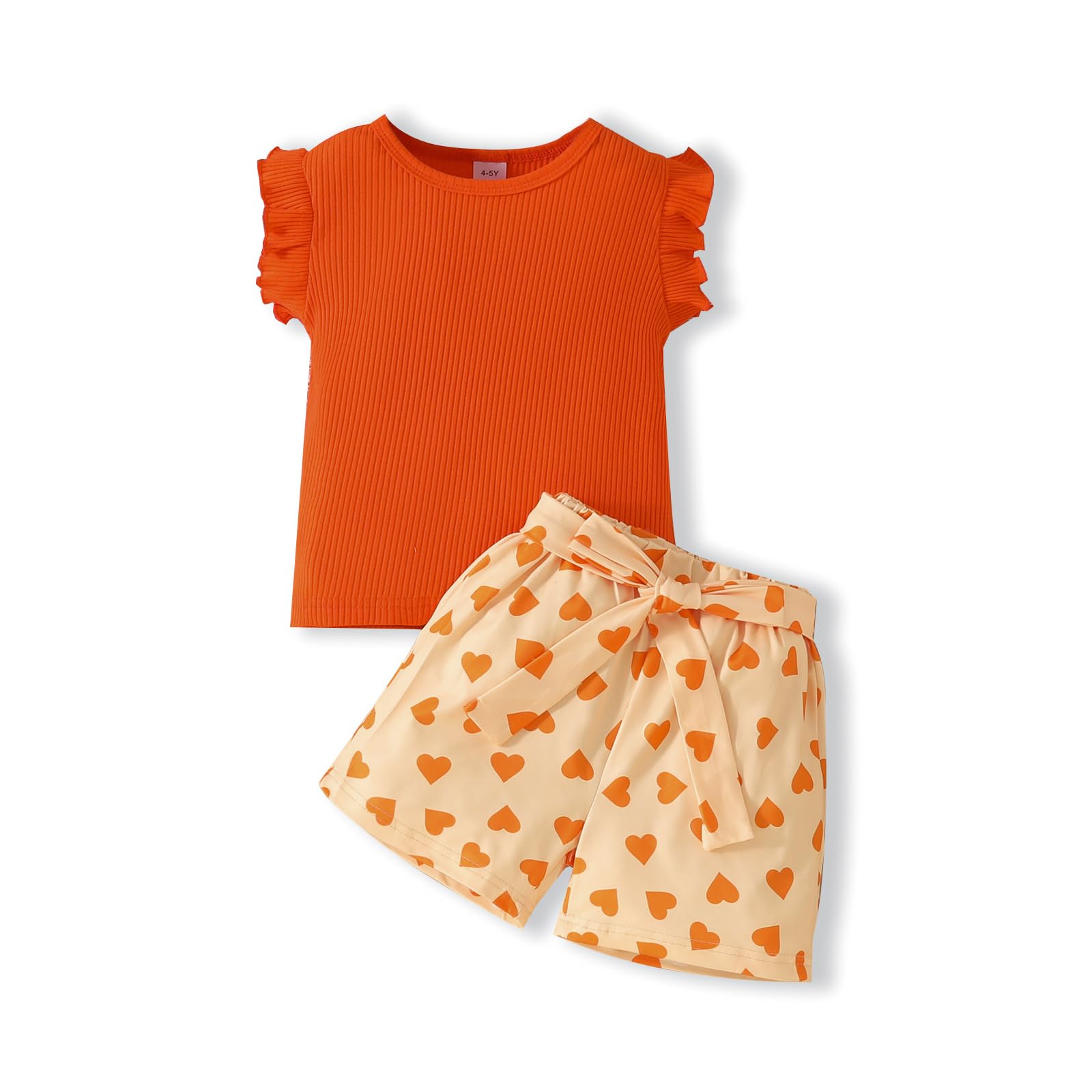 Conjunto corto de verano para niñas y niñas, camiseta sin mangas y pantalones cortos con estampado de corazón