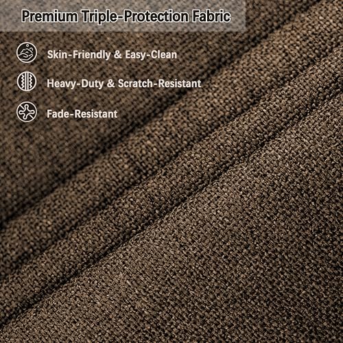 Image of Bar Stools Set of 2, Backless Counter Height Bar Stools, 24 Inch Modern Saddle Bar Stools with Walnut Legs & Upholstered Fabric Seat, Wooden Counter Stools for Kitchen Island, Home Bar, Brown