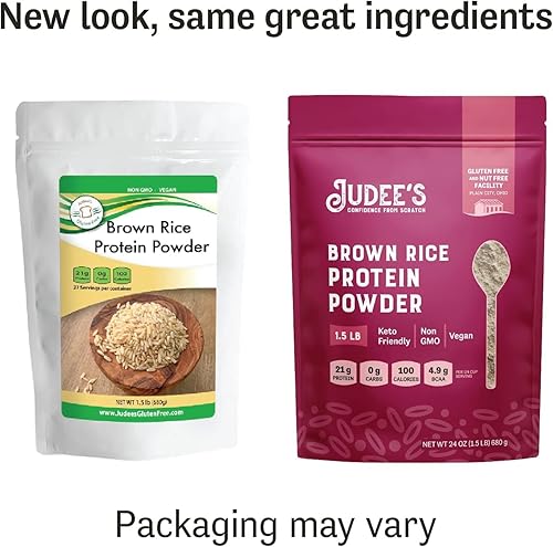 Miniatura 3 de Judee's - Proteína de arroz integral en polvo (80% de proteína), 1.5 libras, 100% sin OMG y germinada, sin lácteos y apta para dieta cetogénica, sin