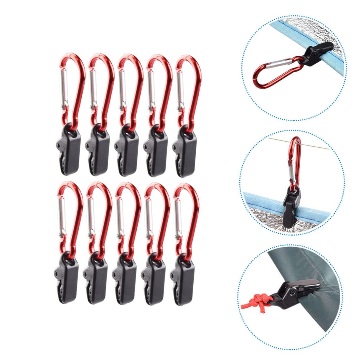 10 Pinces à Bâche Pour Auvent De Camping – Crochets De Tente En Plastique Noir, Lot De 10
