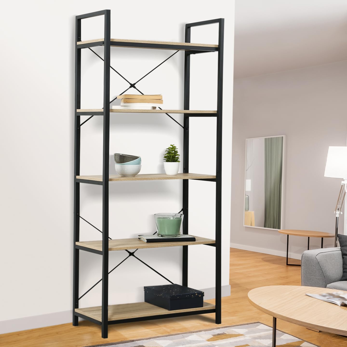 IDMarket - Etagère 5 Niveaux Detroit Design Industriel 170 cm