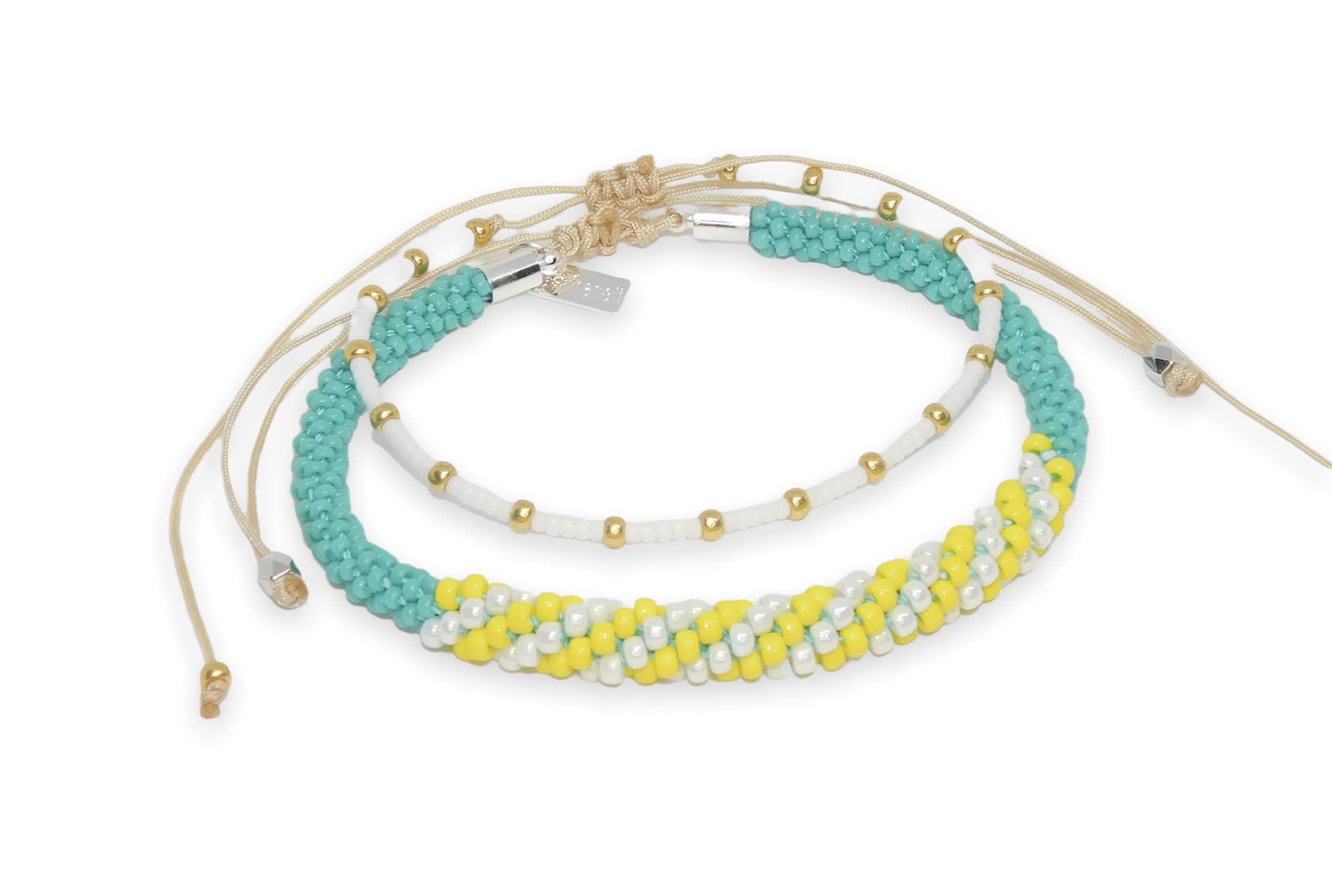 Franeli Handmade Kumihimo Beaded Bracelet set