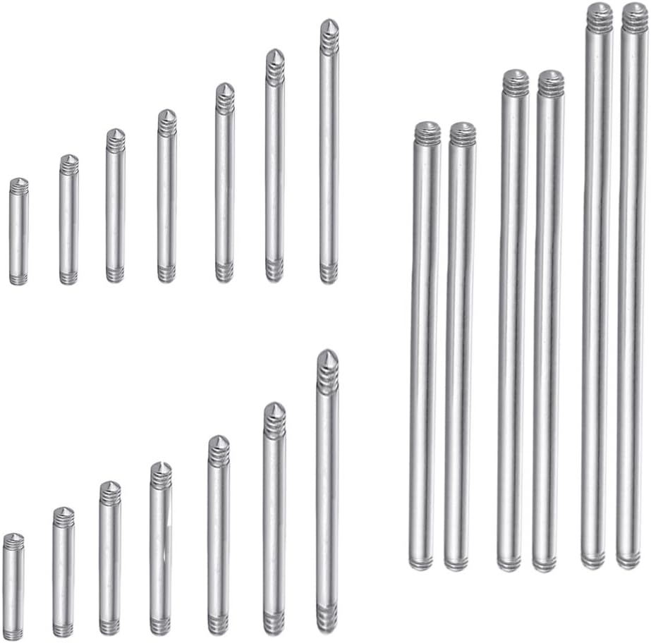 20pcs a Set Surgical Steel Threaded Barbell Bar Replacement for Tongue Earring Piercing Body Jewelry (Mix 20pcs)